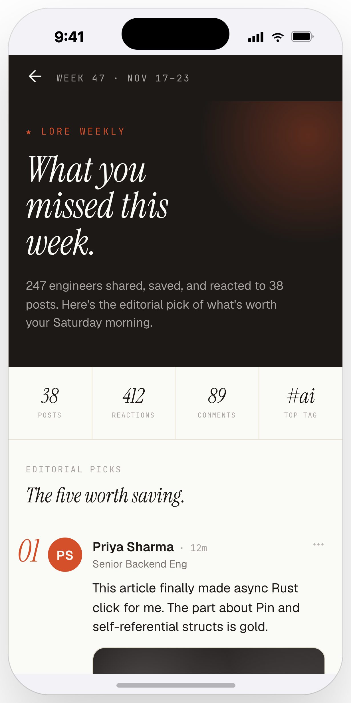 Friday Digest screen