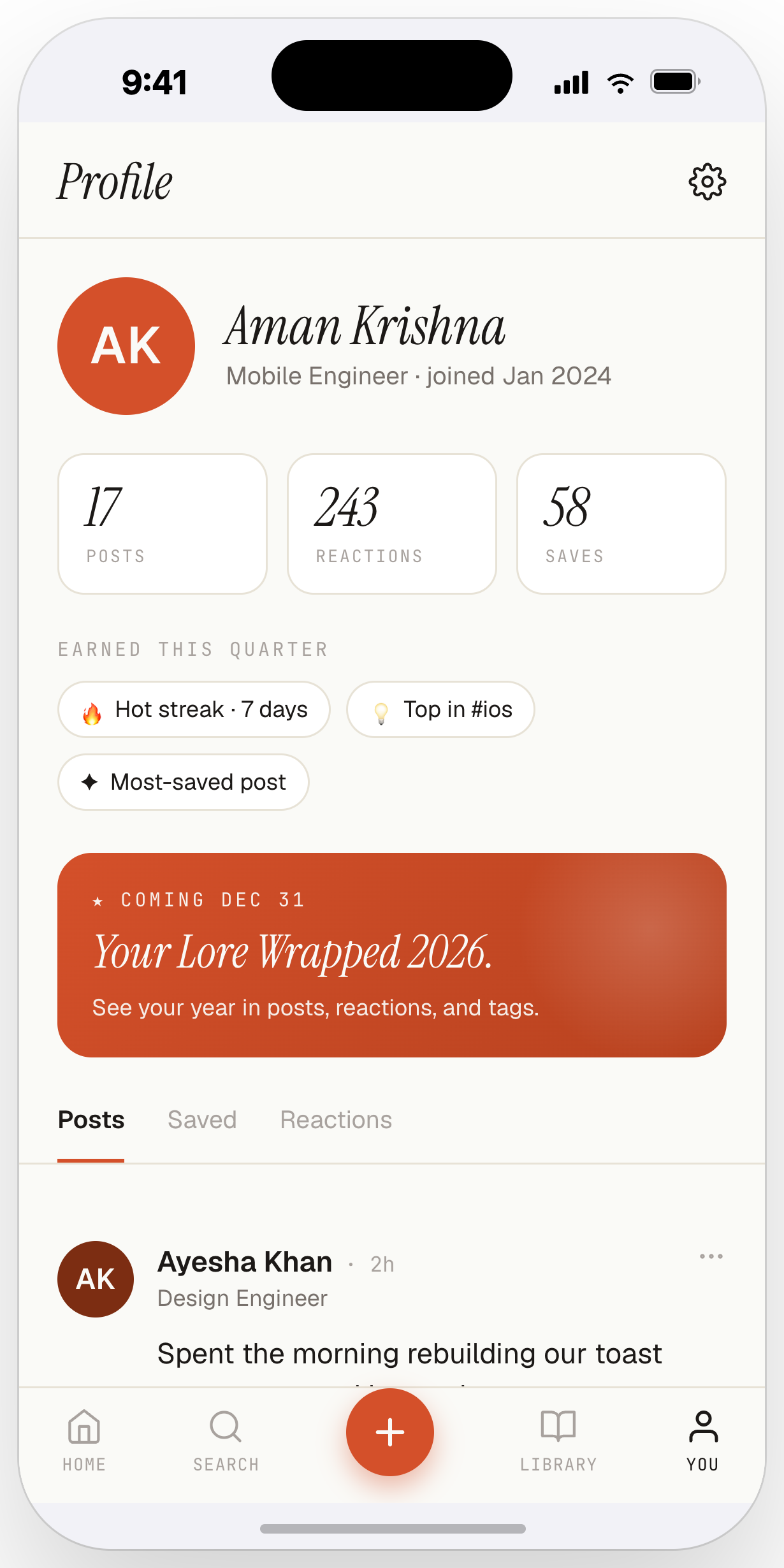 A member profile